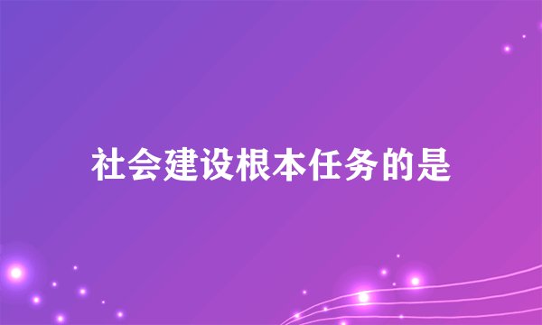 社会建设根本任务的是