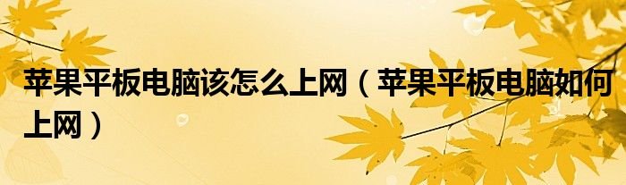 苹果平板电脑该怎么上网苹果平板电脑如何上网