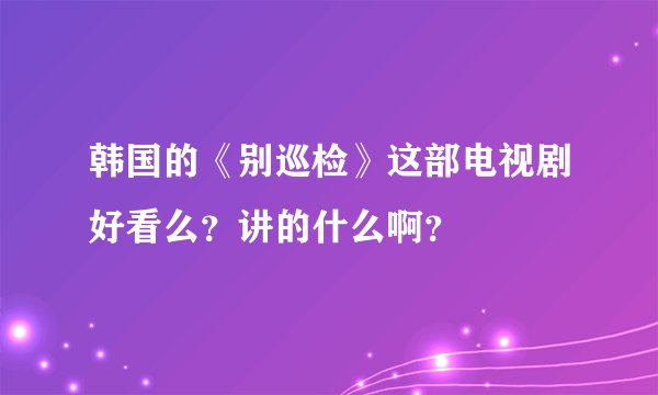 韩国的《别巡检》这部电视剧好看么？讲的什么啊？