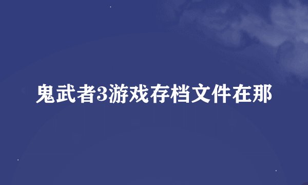 鬼武者3游戏存档文件在那