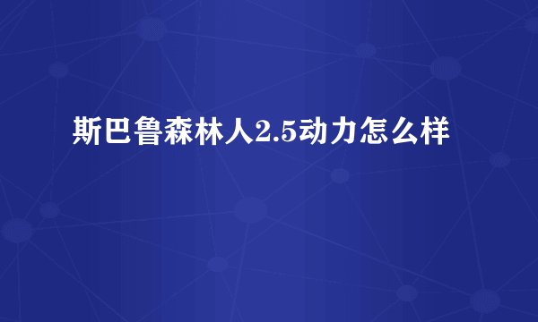 斯巴鲁森林人2.5动力怎么样