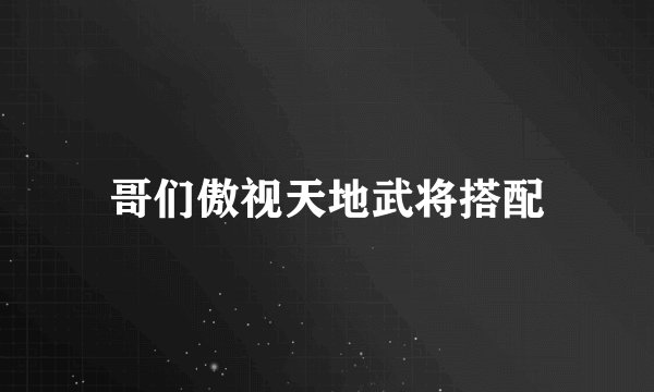 哥们傲视天地武将搭配