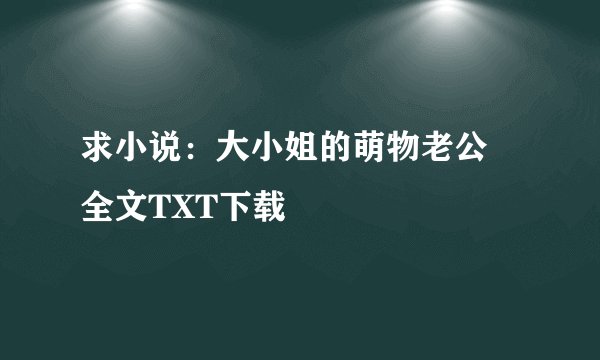 求小说：大小姐的萌物老公 全文TXT下载