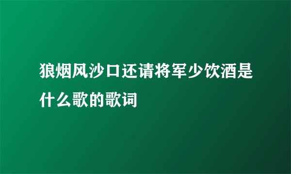 狼烟风沙口还请将军少饮酒是什么歌的歌词