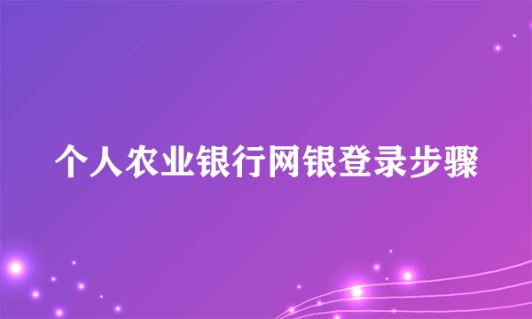 个人农业银行网银登录步骤