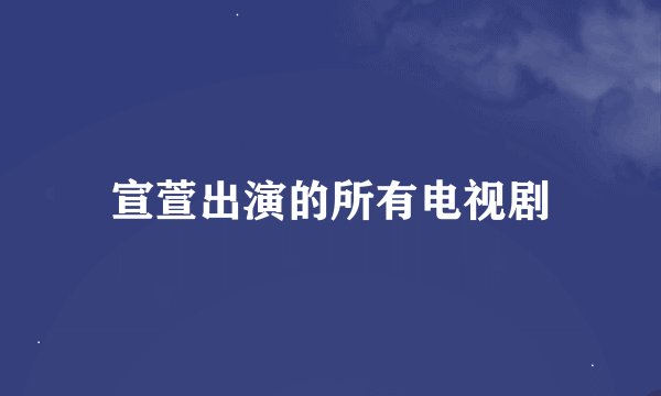 宣萱出演的所有电视剧