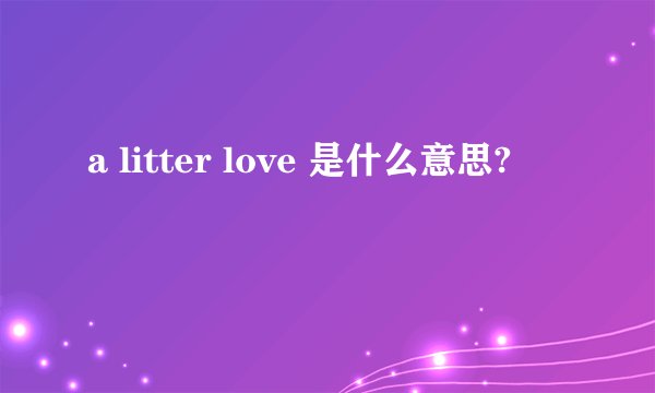 a litter love 是什么意思?
