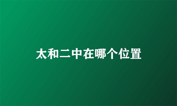 太和二中在哪个位置