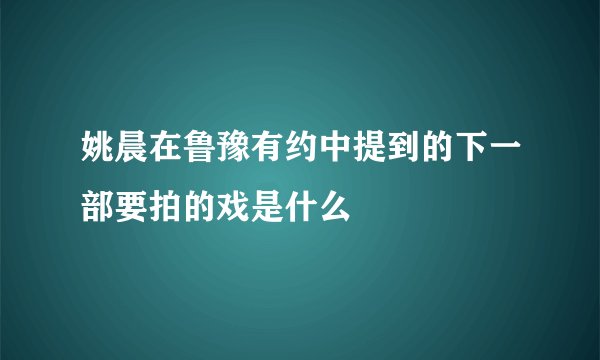 姚晨在鲁豫有约中提到的下一部要拍的戏是什么