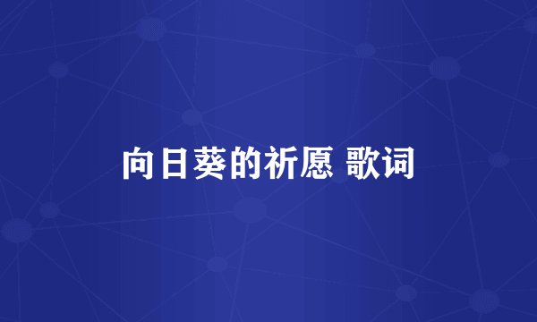 向日葵的祈愿 歌词