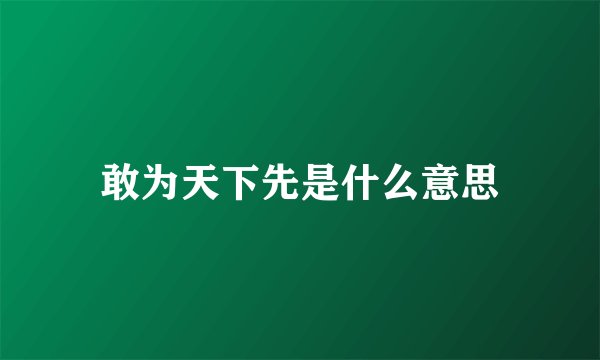 敢为天下先是什么意思