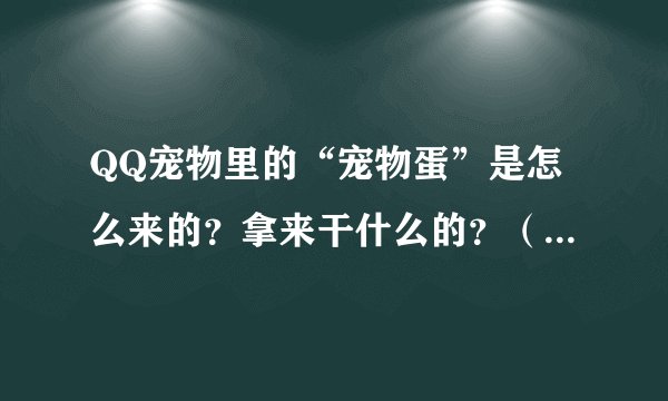 QQ宠物里的“宠物蛋”是怎么来的？拿来干什么的？（请回答完整）