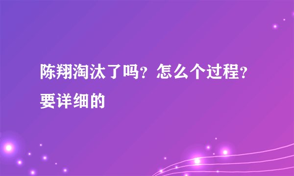 陈翔淘汰了吗？怎么个过程？要详细的