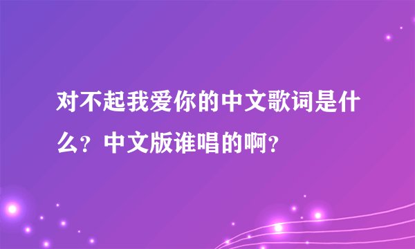 对不起我爱你的中文歌词是什么？中文版谁唱的啊？