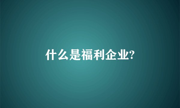 什么是福利企业?