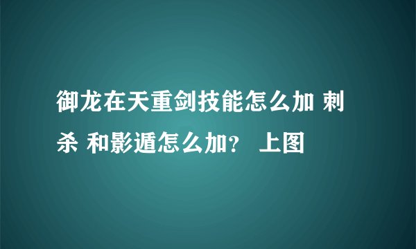 御龙在天重剑技能怎么加 刺杀 和影遁怎么加？ 上图