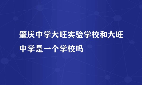肇庆中学大旺实验学校和大旺中学是一个学校吗