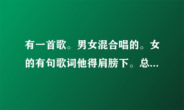 有一首歌。男女混合唱的。女的有句歌词他得肩膀下。总是长不大。即使掉下眼泪他会帮我擦。跪求歌名