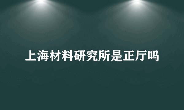 上海材料研究所是正厅吗
