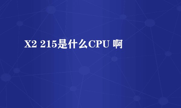 X2 215是什么CPU 啊