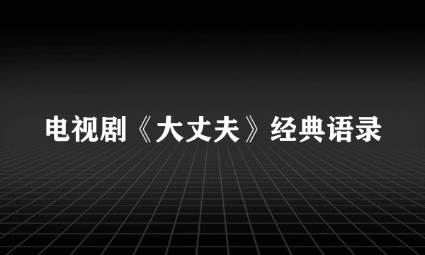 电视剧《大丈夫》经典语录