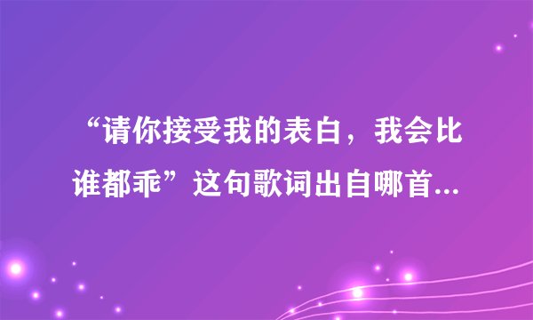 “请你接受我的表白，我会比谁都乖”这句歌词出自哪首歌，男歌手唱的