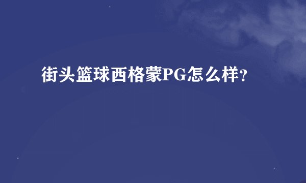 街头篮球西格蒙PG怎么样？