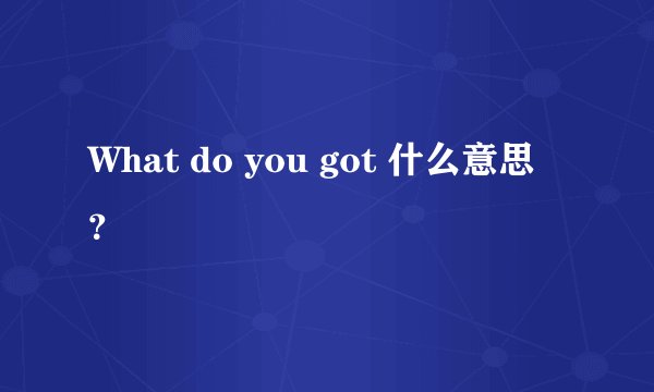 What do you got 什么意思？