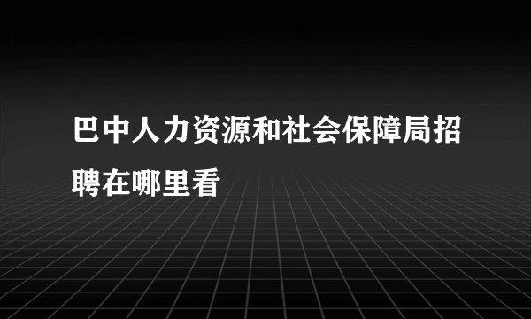巴中人力资源和社会保障局招聘在哪里看