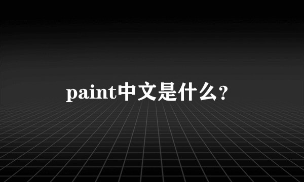 paint中文是什么？