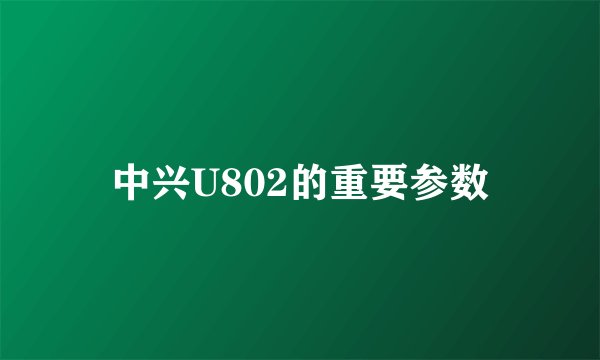 中兴U802的重要参数