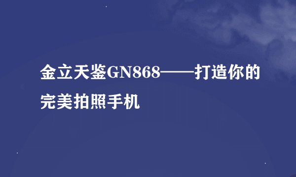 金立天鉴GN868——打造你的完美拍照手机