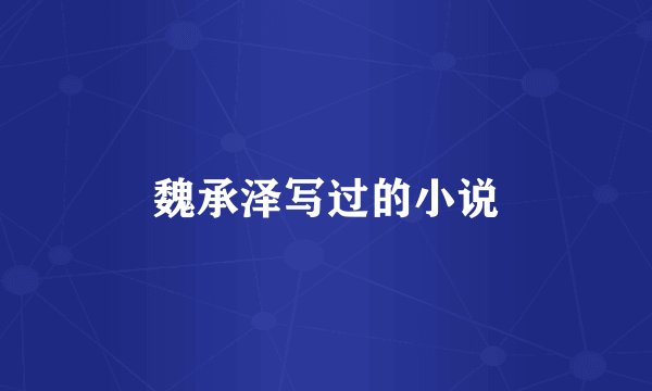 魏承泽写过的小说
