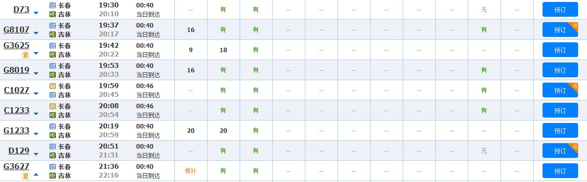 长春到吉林的高铁晚上到几点？