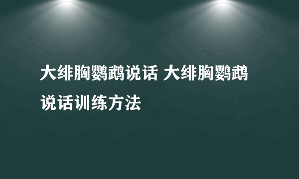 大绯胸鹦鹉说话 大绯胸鹦鹉说话训练方法