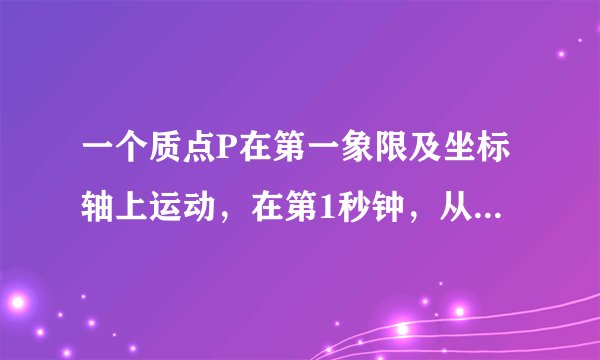 一个质点P在第一象限及坐标轴上运动，在第1秒钟，从原点运动到（0，1），然后按箭头的方向运动[即：（0，