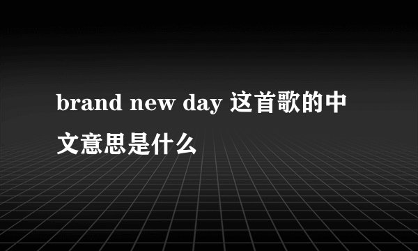 brand new day 这首歌的中文意思是什么