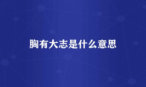 胸有大志是什么意思