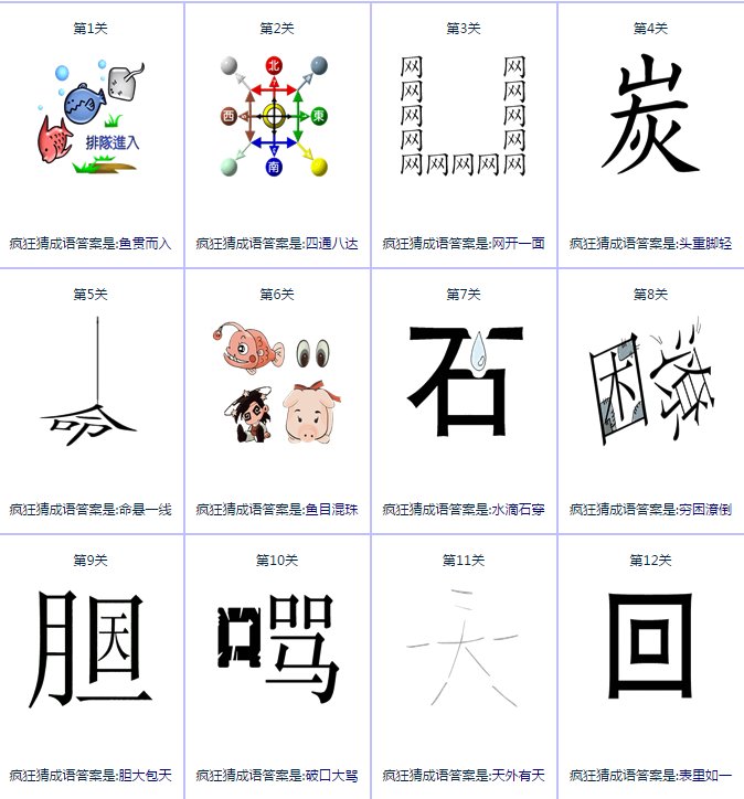 疯狂猜成语答案第1关到第30关所有答案带图