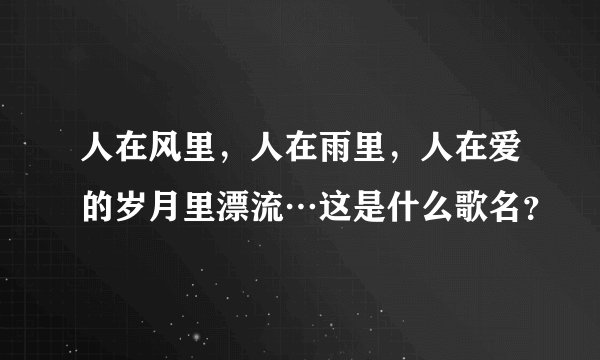 人在风里，人在雨里，人在爱的岁月里漂流…这是什么歌名？