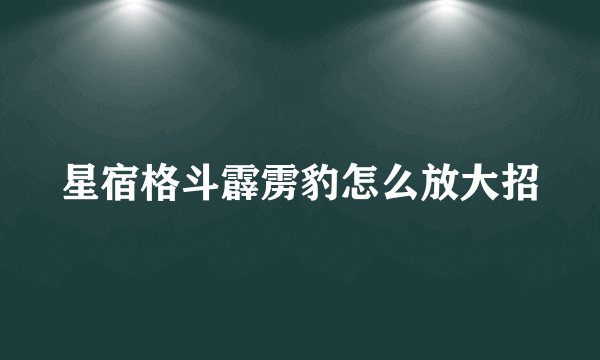 星宿格斗霹雳豹怎么放大招