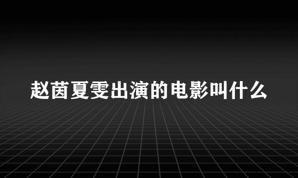 赵茵夏雯出演的电影叫什么
