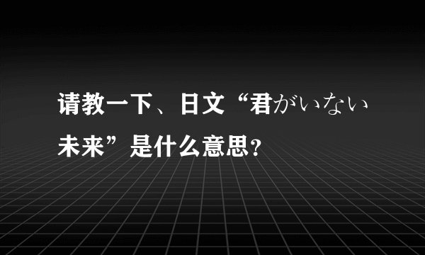 请教一下、日文“君がいない未来”是什么意思？