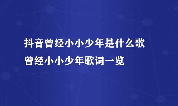 抖音曾经小小少年是什么歌 曾经小小少年歌词一览