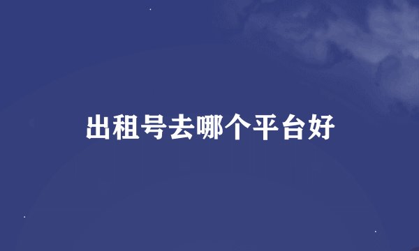 出租号去哪个平台好