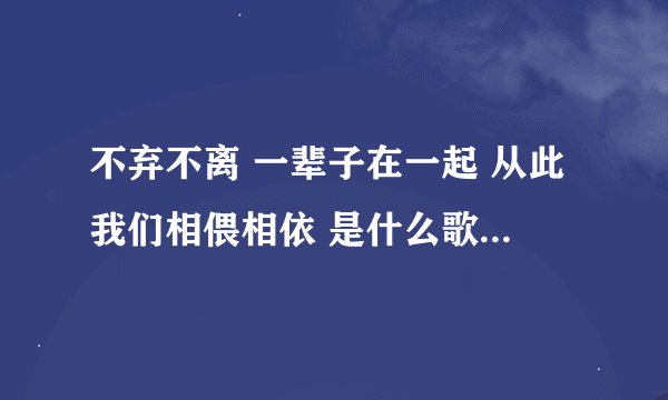 不弃不离 一辈子在一起 从此我们相偎相依 是什么歌 最好带歌词