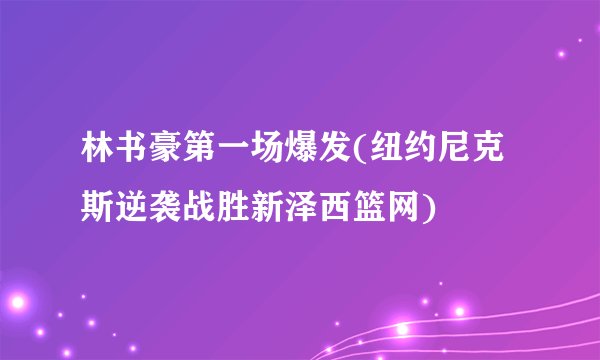 林书豪第一场爆发(纽约尼克斯逆袭战胜新泽西篮网)