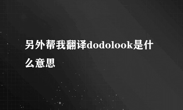 另外帮我翻译dodolook是什么意思