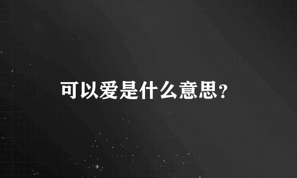 可以爱是什么意思？