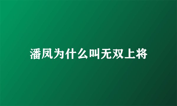 潘凤为什么叫无双上将
